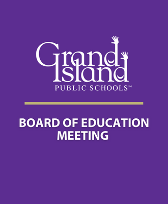  White GIPS logo with a gold line separator over the works "Board of Education Meeting" 